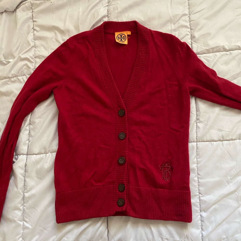 Tory Burch Red Cashmere Cardigan